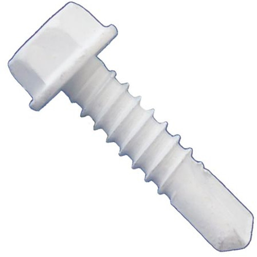 #10 x 1" Daggerz Hex Washer Head Self Drilling Screws Dagger-Guard Coating White (5,000/Bulk Pkg.)