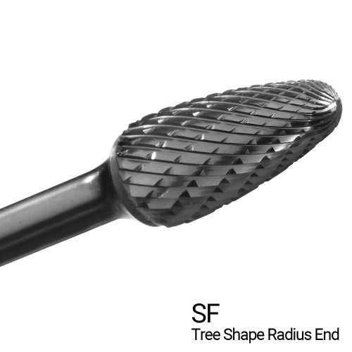 1/2" X 1" Tree Radius Shape Extra Long Carbide Bur Bit SF5-L6 (Qty. 1) 1/2" X 1" Tree Radius Shape Extra Long Carbide Bur Bit SF5-L6 (Qty. 1)