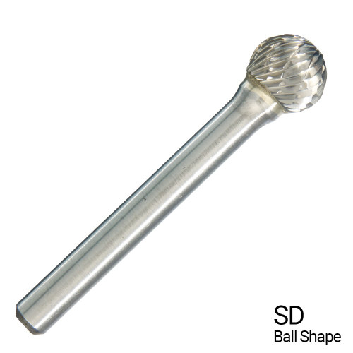 1/8" X 1/8" Double Cut Ball Shape Mini Bur Bit SD42 (Qty. 1)