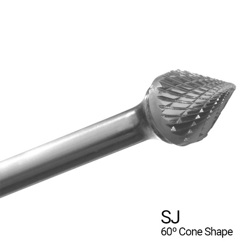 1/8" X 3/32" Double Cut 60 Degree Cone Shape Mini Bur Bit SJ42 (Qty. 1)
