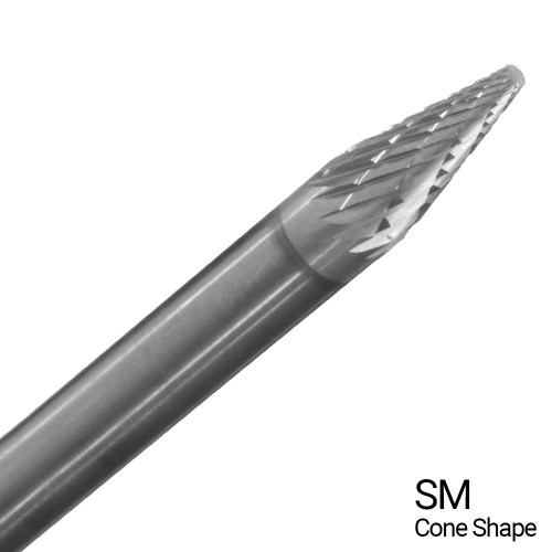 1/8" X 7/16" Double Cut Cone Shape Mini Bur Bit SM42 (Qty. 1)