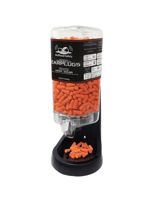 Bullhead Safety Hearing Protection PVC-Free Polyurethane Foam NRR 32 dB Earplug Dispenser, 500 Pairs, #HP-FDL1