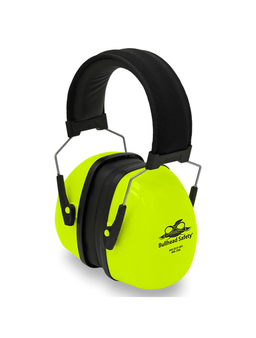 Bullhead Safety Hearing Protection Premium High-Visibility Padded Band NRR 27 dB Earmuffs, #HP-M4