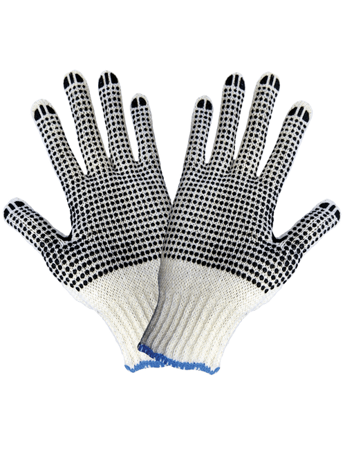 White Cotton/Polyester Dotted Glove Men's One Size 300 Pair, #S65D2BW