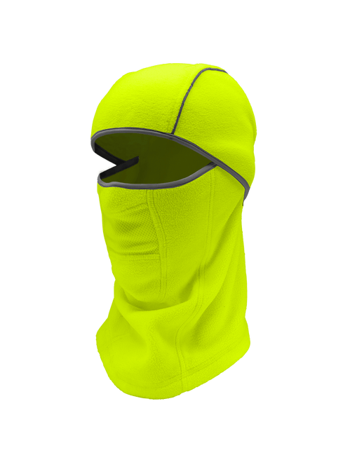 Bullhead Safety Winter Liners High-Visibility Yellow/Green, Shoulder-Length, Multifunctional, Hinged Thermal Balaclava- One Size 12 ct, #WL310-YG