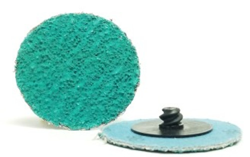 Green Zirconia Type R 3" 80 Grit Plastic Button Sand-Loc Quick Change Discs (50/Pkg.)