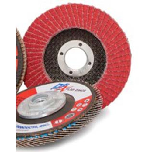 PFX  Ceramic Flap Discs, 4 1/2" X 5/8", Grit 80, High Performance, Type 27, Flat,  Red/Orange (10/Pkg)