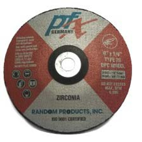 PFX High Performance Metal Grinding Wheel, 4 1/2" X 1/4" X 5/8", Type 28, Zirconia (25/Pkg)