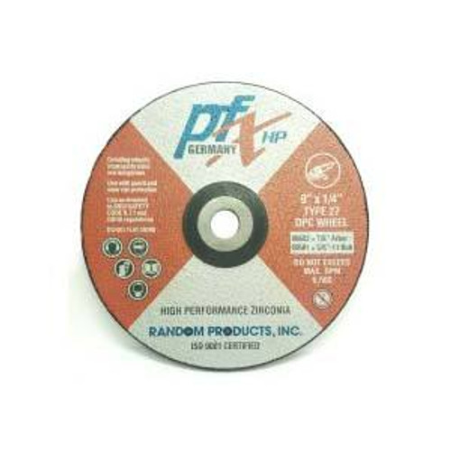 PFX High Performance Zirconia Grinding Wheel, 7" X 1/4" X 7/8", Type 27 (25/pkg)