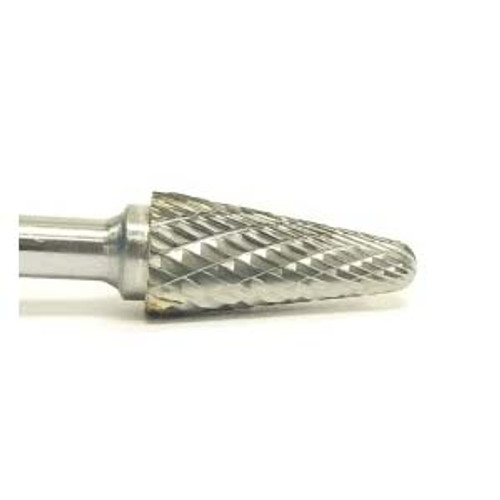 SL-4 Double Cut Carbide Burr 14 Degree Taper With 6" Shank, 1/2" x 1 1/8" x 1/4" x 6" (Qty. 1) SL-4 Double Cut Carbide Burr 14 Degree Taper With 6" Shank, 1/2" x 1 1/8" x 1/4" x 6" (Qty. 1)