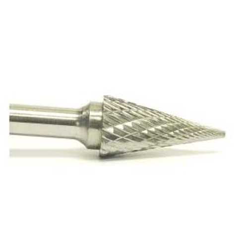 SM-2 Double Cut Carbide Burr Cone, 1/4" x 3/4" x 1/4" (Qty. 1)