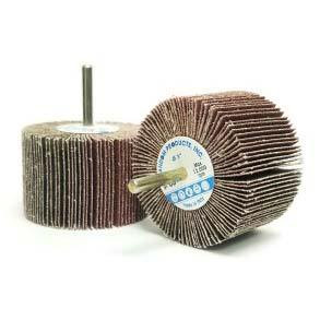 Premium Mounted Flap Wheel, 3" x 1/2" x 1/4", 320 Grit, Aluminum Oxide, (10/Pkg)