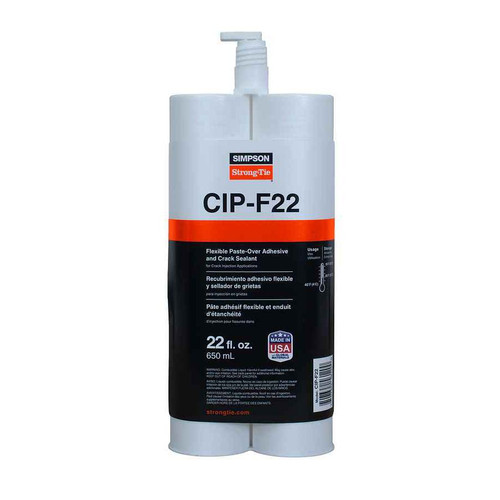 Simpson Strong Tie-CIP-F22, Flexible Paste-Over Adhesive And Crack Sealant Cartridge, W/Mixing Nozzle, 22oz (1/Pkg)