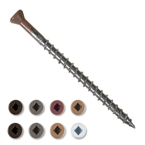 Simpson Strong Tie #7 x 2-1/2" Trim Head Collated Decking Screws, 305 Stainless Steel, Square Drive, Sharp Point Tan 03 (1000/Pkg) #DTH212S305TN03