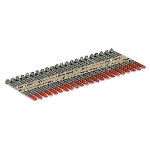 Simpson Strong Tie-N10HDGPT500, Strong-Drive 33 Deg SCN Smooth-Shank Connector Nails, 10d, 1-1/2", HDG, Paper Collated Strips (500/Pkg)