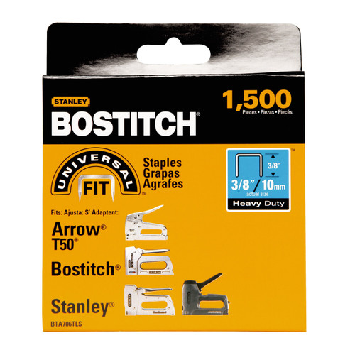 Bostitch Heavy Duty Narrow Crown Staple, 3/8", #BTA706TLS, (1,500/Box - 15 Boxes)