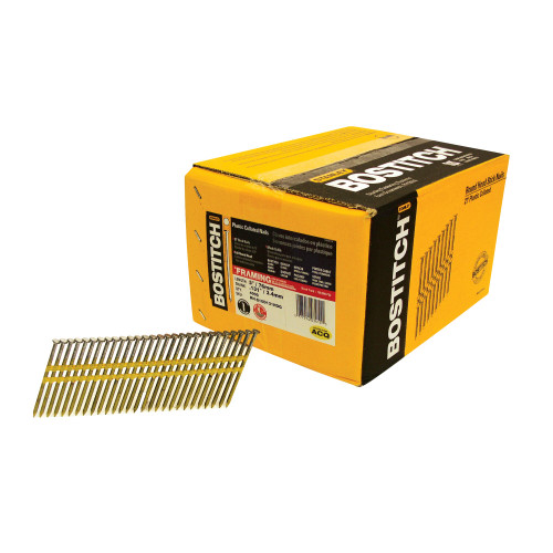 Bostitch 3" x .131", 21 Degree, Smooth Shank, Plastic Collated, Stick Framing Nail, (4,000/Pkg), #RH-S10D131HDG 