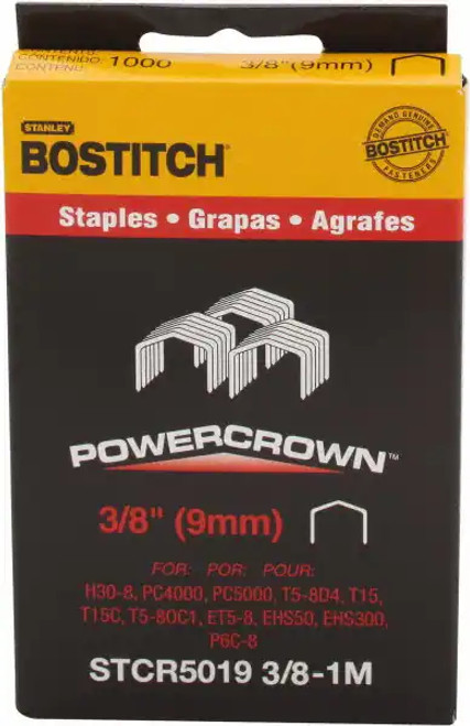 Bostitch 7/16" Construction Power Crown Staples, 3/8" Leg, 18 Gauge, (1,000/Pack), #STCR50193/8-1M 