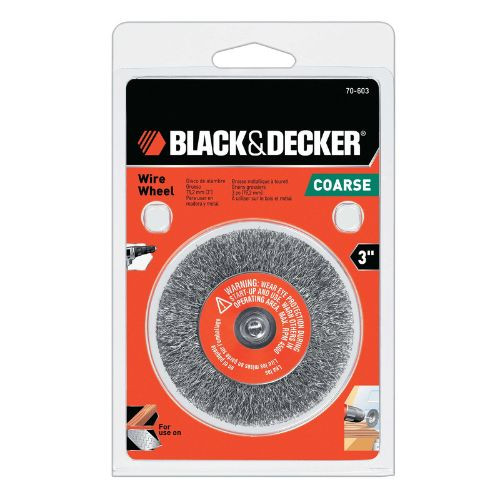Black+Decker Coarse Crimped Wire Wheel, 3", 1/4 Shank #70-603 (2/Pkg.)