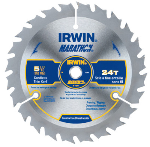 Irwin Marathon® Cordless Circular Saw Blades, 6 1/2", 20 Teeth, Bulk #IR-24021 (10/Pkg)