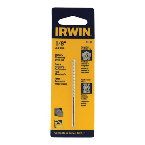 Irwin Hanson® Rotary Masonry Drill Bit 1/8" X 3", Carbide #IR-61108 (5/Pkg)