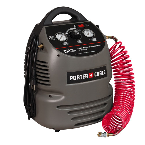 Porter Cable 1.5 Gallon Oil-Free Fully Shrouded Hand Carry Air Compressor, 25 Feet Hose #CMB15 (1/Pkg.)