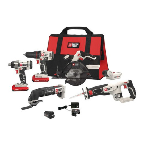 Porter Cable 20V Max Cordless Drill Combo Kit, 6 Tools #PCCK617L6 (28 Piece)