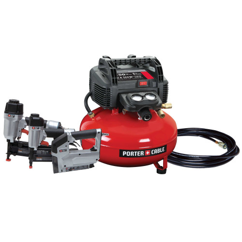 Porter Cable 6 Gallon Air Compressor Kit, 3 Tools #PCFP12234 (4 Piece)