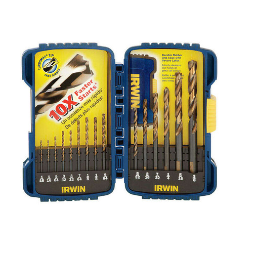 Irwin® 15-pc Turbo Drill Sets, 1/16" - 3/8" Cut Dia., #IR-318015 (5/Pkg)