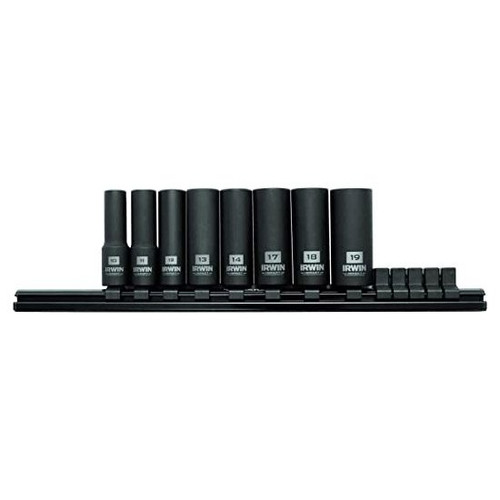 Irwin®  Impact Performance Series, Deep Well Socket Bits, 10MM-19MM, 3/8" Square Drive, Black Oxide, 8-PC Set,#IR-1882413 (Qty. 1)