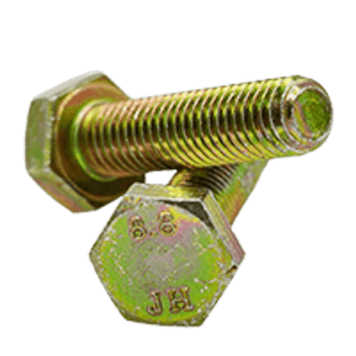 M8-1.25x45 mm Partially Threaded DIN 931 / ISO 4014 Hex Cap Screws 8.8 Yellow Zinc CR+6 (100/Pkg.)