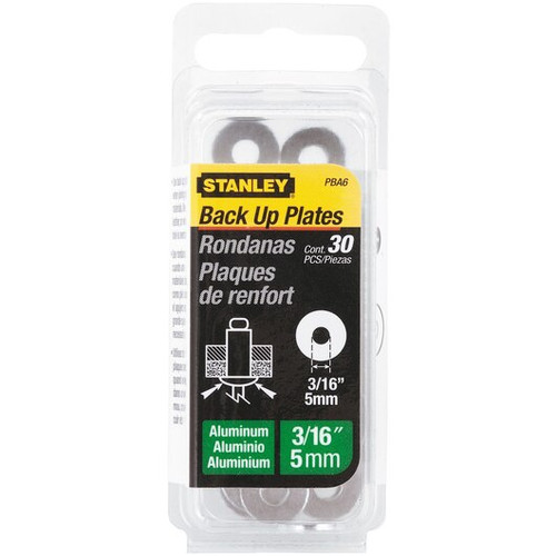 Stanley Products 3/16" Aluminum Back Up Plates, 30 Pack #PBA6 (10 Packs)