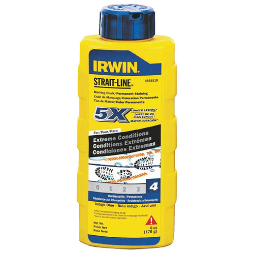 Irwin® Strait-Line Permanent Staining Marking Chalk, Indigo Blue, 6 oz, #IR-4935518 (6/Pkg)