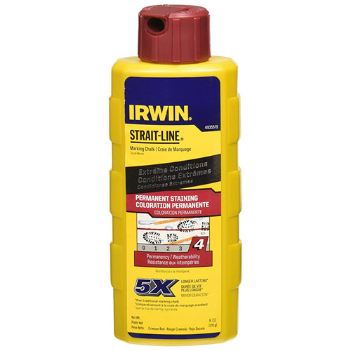 Irwin® Strait-Line Permanent Staining Marking Chalk, Crimson Red, 6 oz, #IR-4935519 (6/Pkg)