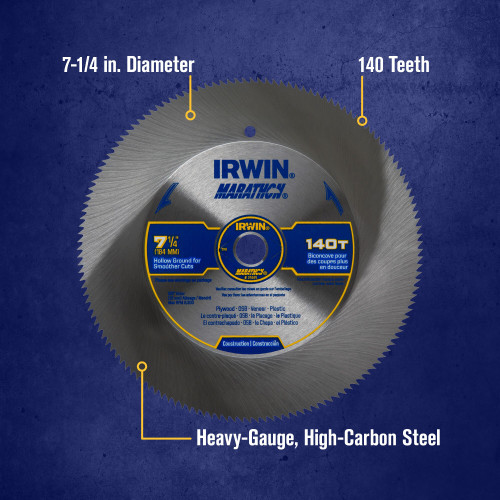 Irwin Marathon®, 7 1/4" Steel Saw Blade, 140T, Portable, #IR-21440PTL (10/Pkg)