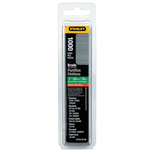 Stanley Products 1" Brown Brad Nails, (1,000 Pack/10 Packs), #SWKBBN100