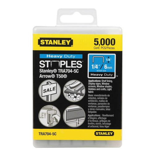 Stanley Products 1/4" Heavy Duty Staples, Narrow Crown, (5,000 Pack/9 Packs), #TRA704-5C 