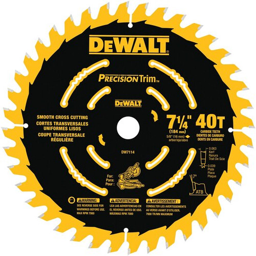 DeWalt 7-1/4" Precision Trim Miter Saw Blades (1/Pkg.) DW7114PT