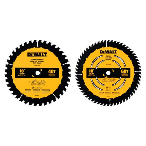 DeWalt 10" 40T / 60T General Purpose Circular Saw Blade Combo Pack (5/Pkg.) DWA110CMB