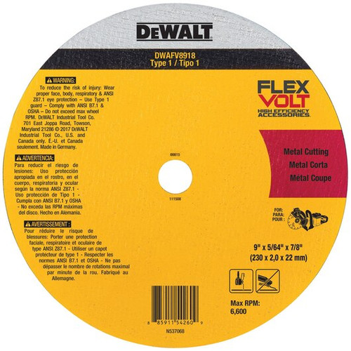 DeWalt FLEXVOLT Ceramic Metal Cutoff Wheel Type 1 (25/Pkg.) DWAFV8918