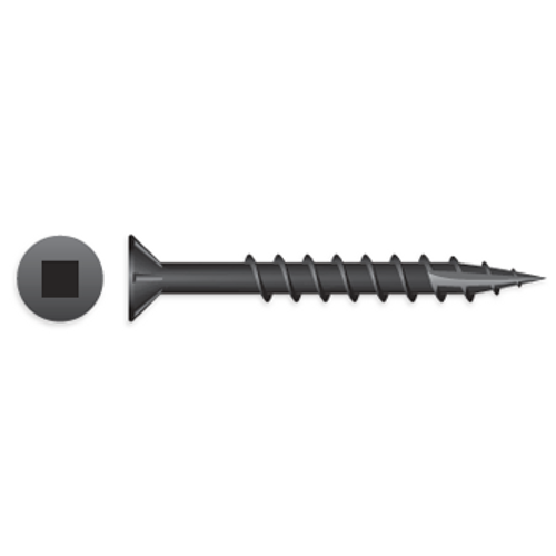 Strongpoint #8 x 1-1/2" Square Drive Flat Head w/Nibs Particle Board Screws, Type 17, Black Oxide #XQ824NB (6,000/Bulk Pkg.)