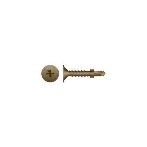 Strong-Point #12-24 x 2-1/2" Phillips Flat Head Reamer w/Wings Self-Drilling Screw, #4 W.A.R coated (1500/Bulk Pkg) #R212W
