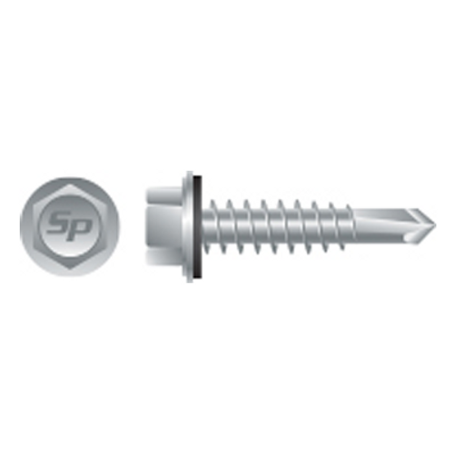 #14-14 x 1-1/4" Unslotted Indented Hex Washer Head Screw, #3 Point, Strong Shield w/Bonded NEO-EPDM Washer (2000/Bulk Pkg.)