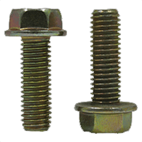 M16-2.00 x 40 MM Fully Threaded Non Serrated Coarse Hex Flange Screws, DIN 6921, Zinc- Yellow Bake (125/Bulk Pkg.)