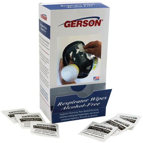Gerson Full Face Respirator Wipes, Alcohol-Free, 100/Box