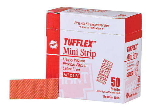HART Health Tufflex Heavy Woven Elastic Adhesive Bandage, Mini-Strip, 5/8" x 1 1/2", 50/Box