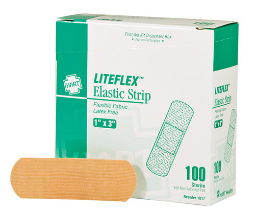 HART Health Liteflex Light Woven Elastic Adhesive Bandage, Strip, 1" x 3", 100/Box