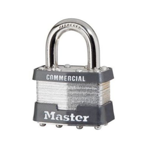 Master Lock Commercial Grade Steel Laminated Padlock, 1 3/4", Black, 1/Each