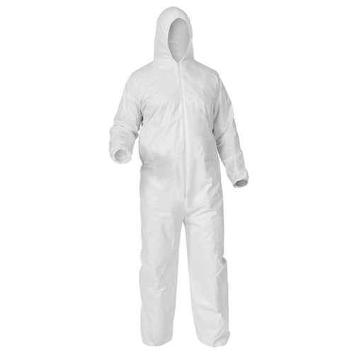 KleenGuard A35 Liquid & Particle Protection Coveralls w/ Hood, Elastic Wrists, & Ankles, 3X-Large, White, 25/Case