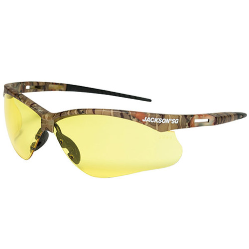 SureWerx Jackson SG Safety Glasses, Camo Frame w/ Amber Anti-Fog Lens, 1/Each